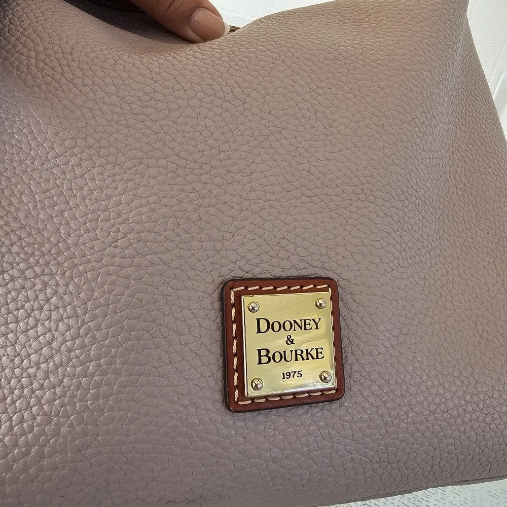 Dooney & Bourke Taupe & Brown Pebble Grain Leather Shoulder Bag